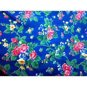 Vintage Martex Blue Floral Roses Twin Fitted Sheet No Iron Percale Cottagecore